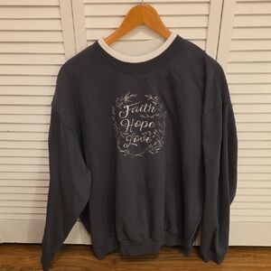Women's Charcoal Crewneck Sweater with Faith Hope Love Design